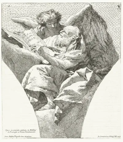 Evangelist Matteüs met engel