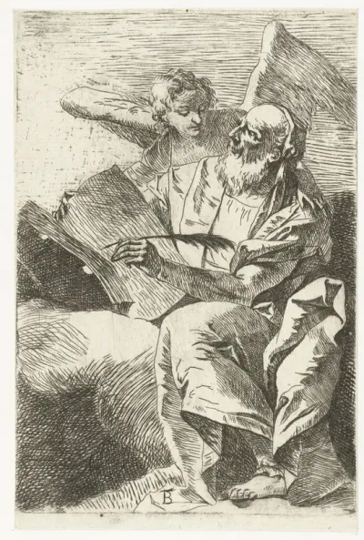 Evangelist Matteus met engel