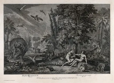 Eve presents Adam with the apple