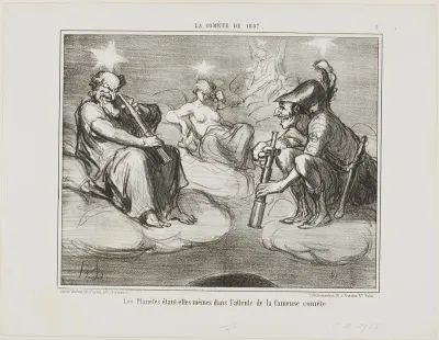 Even the Planets are Watching with Interest the Arrival of the Famous Comet, plate 9 from La Cométe De 1857
