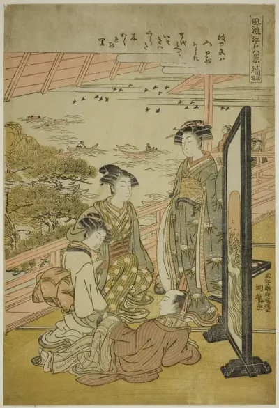 Evening Glow at Matsusaki (Matsusaki no sekisho), from the series "Eight Fashionabe Views of Edo (Furyu Edo hakkei)"