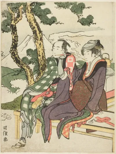 Evening Glow for Date no Yosaku and Seki no Koman, from the untitled series known as "Eight Views of Tragic Lovers (Michiyuki hakkei)"
