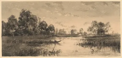 Evening on a River with a Boatman