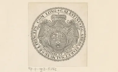 Ex libris van Caelestinus D.G. abbas stab. et Malmund S.R.I. principes com long