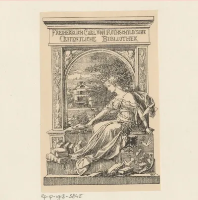 Ex libris van Freiherrlich Carl von Rothschild'sche Oeffentliche Bibliothek