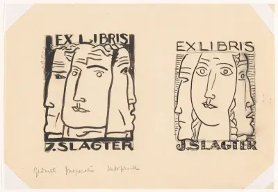 Ex libris voor J. Slagter: gedachte - inspiratie - uitspraak (ontwerp)