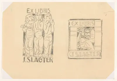 Ex libris voor J. Slagter (ontwerp, twee maal)