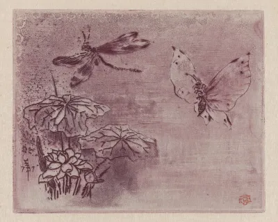 Ex Libris with a Butterfly and Dragonfly