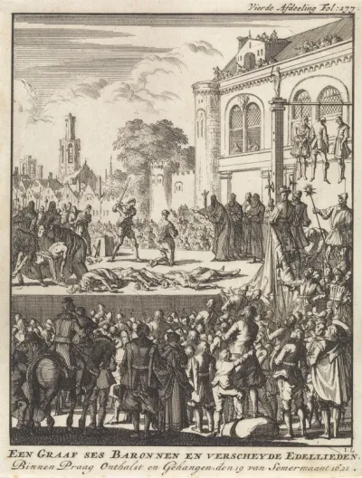 Executie van de volgelingen van de verslagen koning Frederik V te Praag, 1621