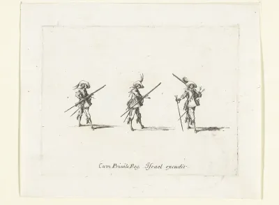 Exercities met een musket: dragen van musket, lont en furket