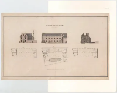 Exterieur en plattegrond van de Kweekschool voor de Zeevaart