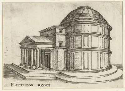 Exterieur van een klassieke tempel (Pantheon te Rome)