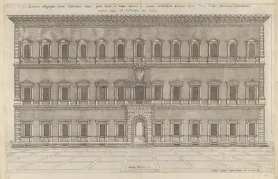 Exterior of the Farnese Palace, from "Speculum Romanae Magnificentiae"