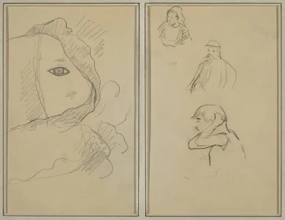 Eye and Part of Face; A Breton Woman and Two Men [recto]