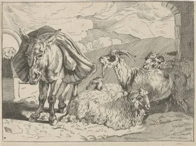 Ezel, schapen en een geit