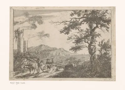 Ezeldrijver in een kustlandschap