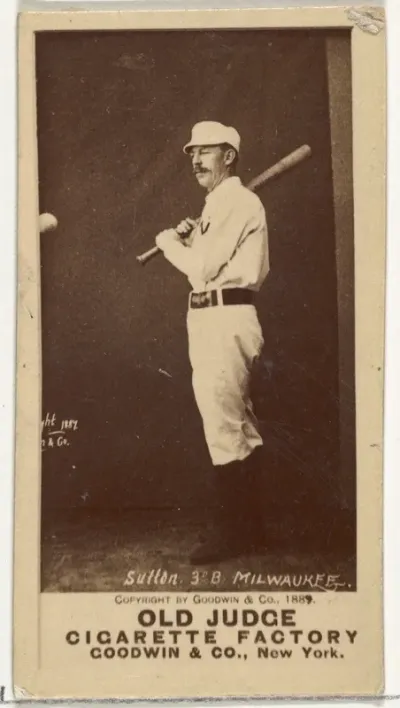 Ezra Ballou Sutton, 3rd Base, Milwaukee, from the Old Judge series (N172) for Old Judge Cigarettes