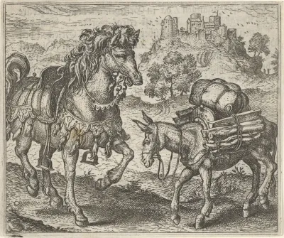 Fabel van de ontevreden ezel en het strijdros