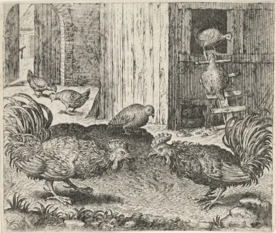 Fabel van de patrijs en de hanen
