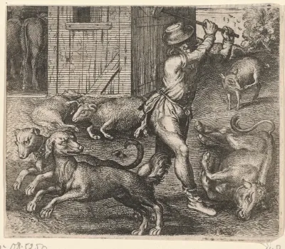 Fabel van een boer en zijn honden