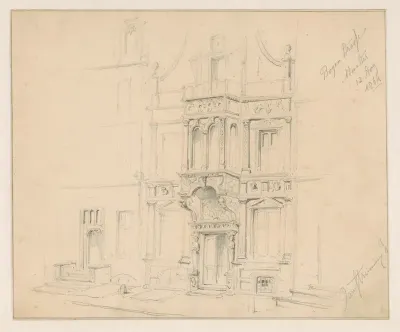 Façade met erker in de Bogenstrasze te Münster