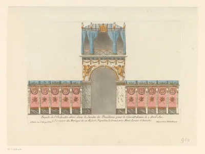 Façade van een podium in de Tuilerieën