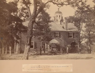 Fairfax Court House, Virginia, with Union Soldiers in Front and on the Roof