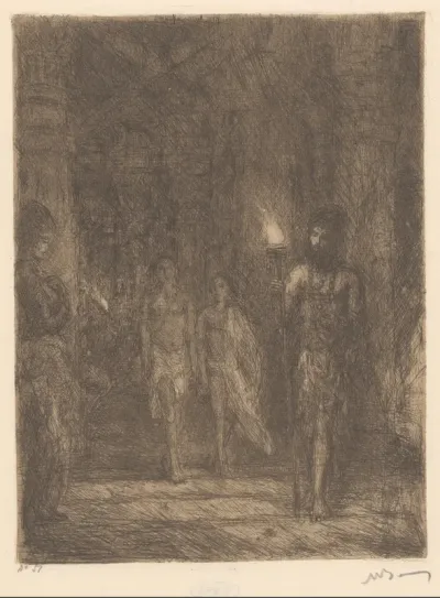 Fakir in de Minakshitempel in Madurai in Brits-Indië
