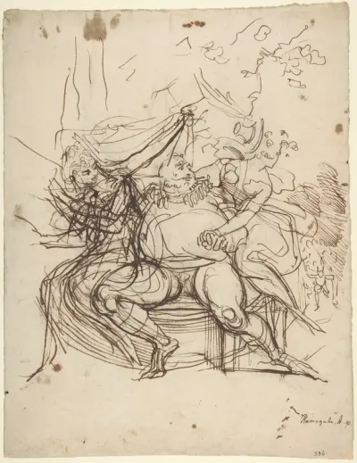 Falstaff with Mrs. Ford and Mrs. Page (Shakespeare, The Merry Wives of Windsor, Act 5, Scene 5)