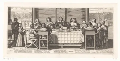 Familie aan tafel tijdens het tafelgebed
