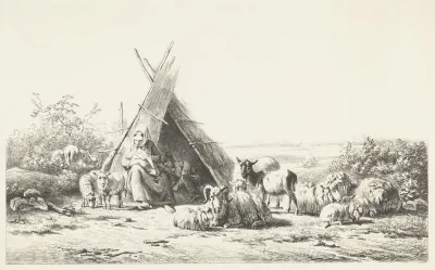 Familie bij een herdershut