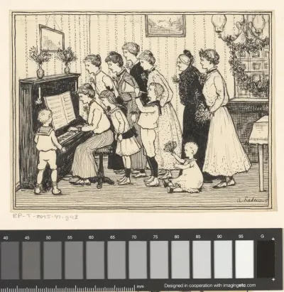 Familie rond een piano