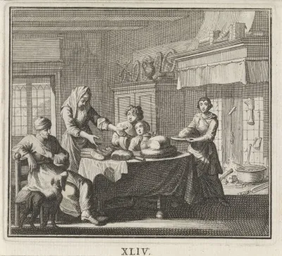 Familie rond een tafel voor het middagmaal