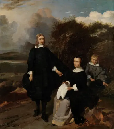 Familiegroep in een landschap