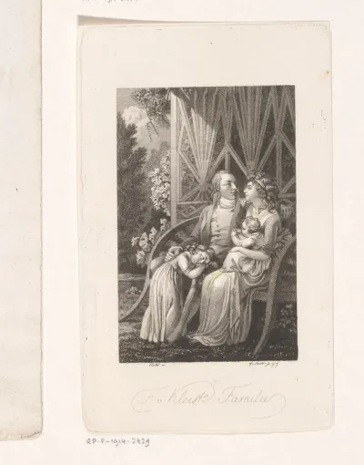 Familieportret van Franz Alexander von Kleist met zijn vrouw Albertine en twee kinderen