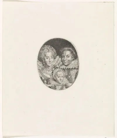 Familieportret van Frederik V, zijn vrouw Elisabeth Stuart en hun zoon prins Frederik Hendrik van de Palts