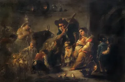 Famille de paysans dans un intérieur