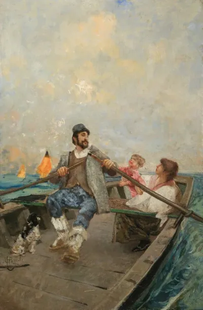 Family on a boat