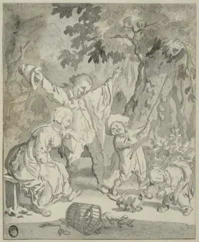 Family Playing with a Rabbit