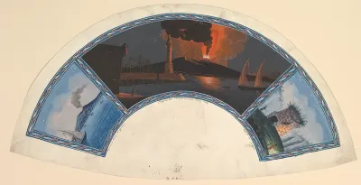 Fan Design with Views of Mount Vesuvius and the Tomb of Virgil