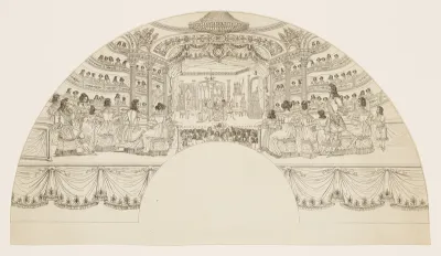 Fan leaf showing the interior of an opera house