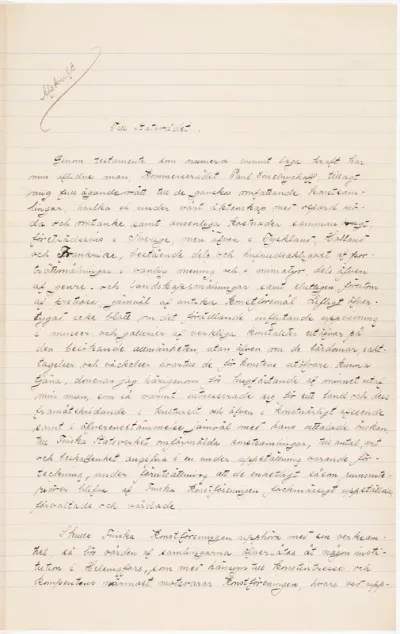 Fanny Sinebrychoff's gift deed, copy