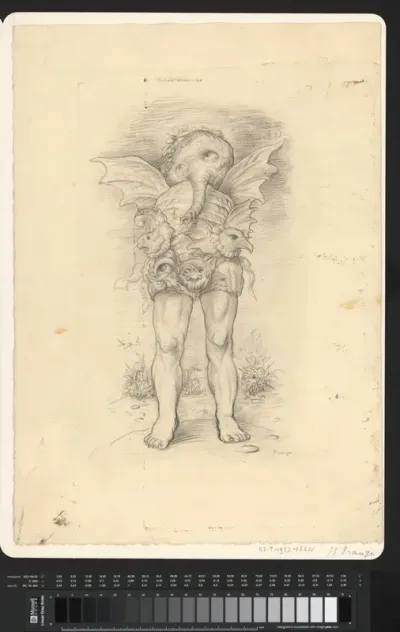 Fantasiefiguur met benen, vleugels en slurf