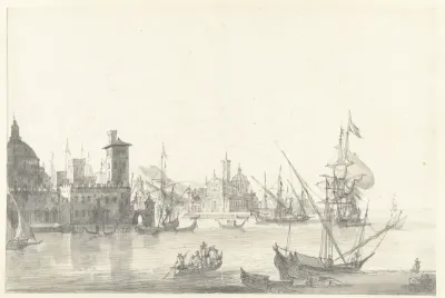 Fantasiegezicht op een zuidelijke havenstad