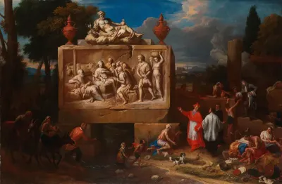 Fantasielandschap met de heilige Carlo Borromeo