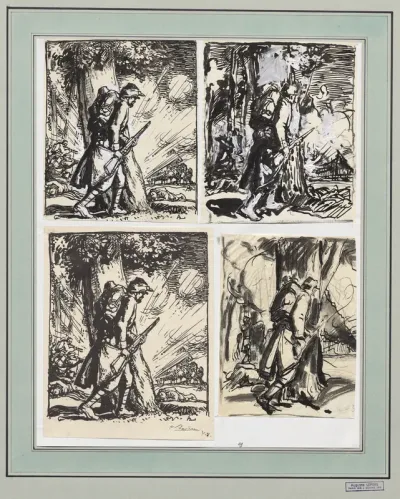 Fantassin à l'abri d'un arbre