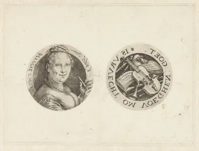 Fantasy Portrait of a Woman with a Flute, and Musical Instruments