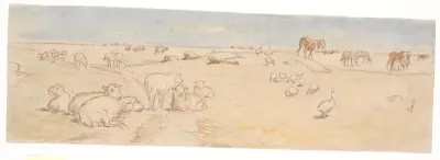 Får og gæs på Saltholm (udkast til dekoration af punchebolle)