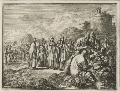 Farizeeën wijzen Christus op de discipelen die eten met ongewassen handen