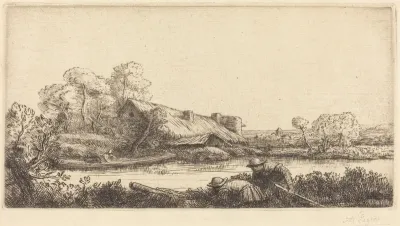 Farm along the River seen by Evening Light (La ferme sur la riviere: Effet du soir)